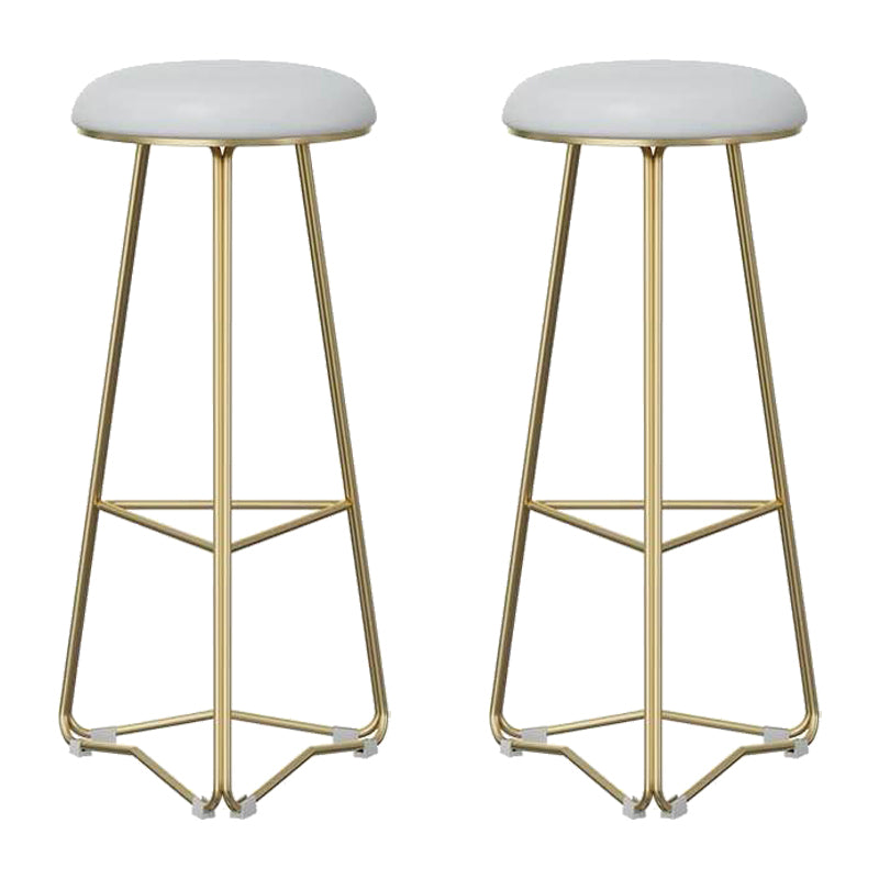 Modern Armless Counter Stool Iron Dining Room Bar Stool with Seat and Pedal