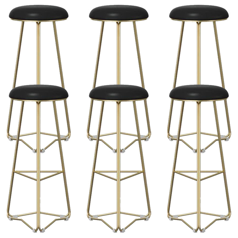 Modern Armless Counter Stool Iron Dining Room Bar Stool with Seat and Pedal