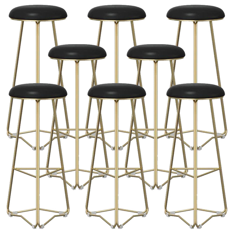 Modern Armless Counter Stool Iron Dining Room Bar Stool with Seat and Pedal