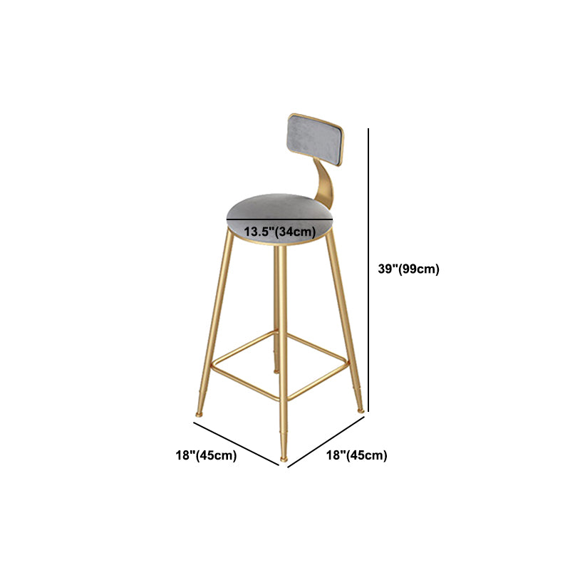 Modern Armless Counter Stool Iron Dining Room Bar Stool with Seat and Pedal