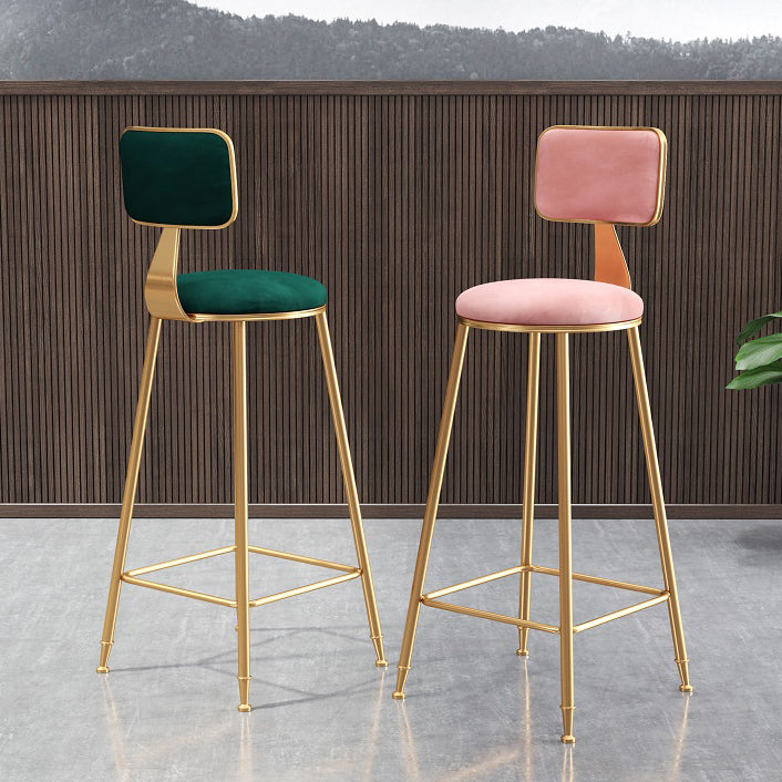 Glam Round Counter Stool Footrest Upholstered Low Back Indoor Dining Stool