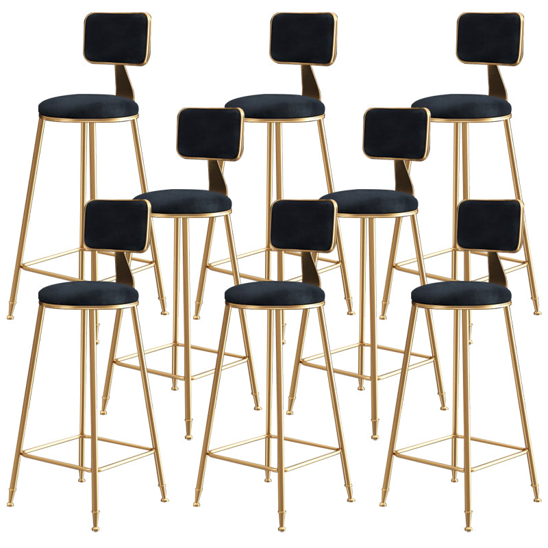 Glam Round Counter Stool Footrest Upholstered Low Back Indoor Dining Stool