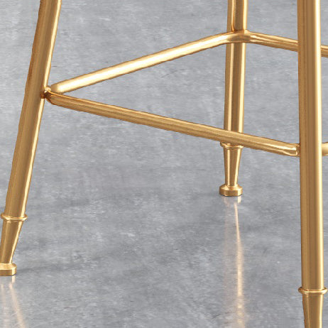 Glam Round Counter Stool Footrest Upholstered Low Back Indoor Dining Stool