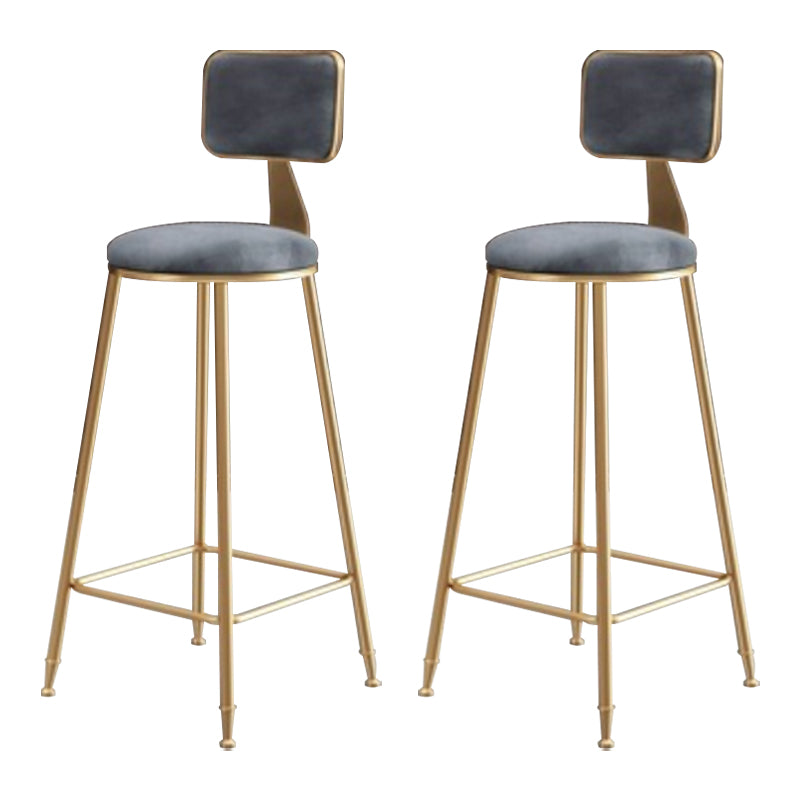 Glam Round Counter Stool Footrest Upholstered Low Back Indoor Dining Stool