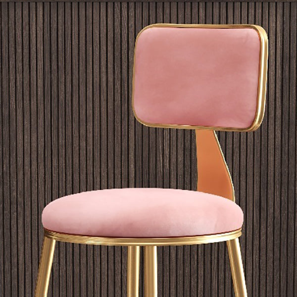 Glam Round Counter Stool Footrest Upholstered Low Back Indoor Dining Stool