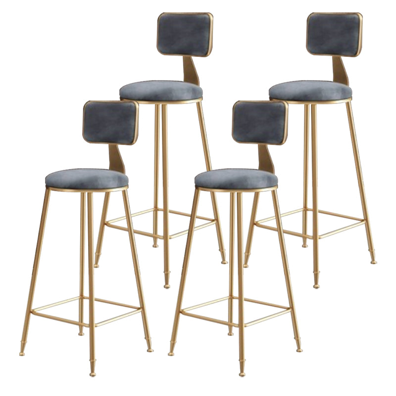Glam Round Counter Stool Footrest Upholstered Low Back Indoor Dining Stool