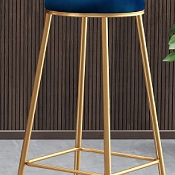 Glam Round Counter Stool Footrest Upholstered Low Back Indoor Dining Stool