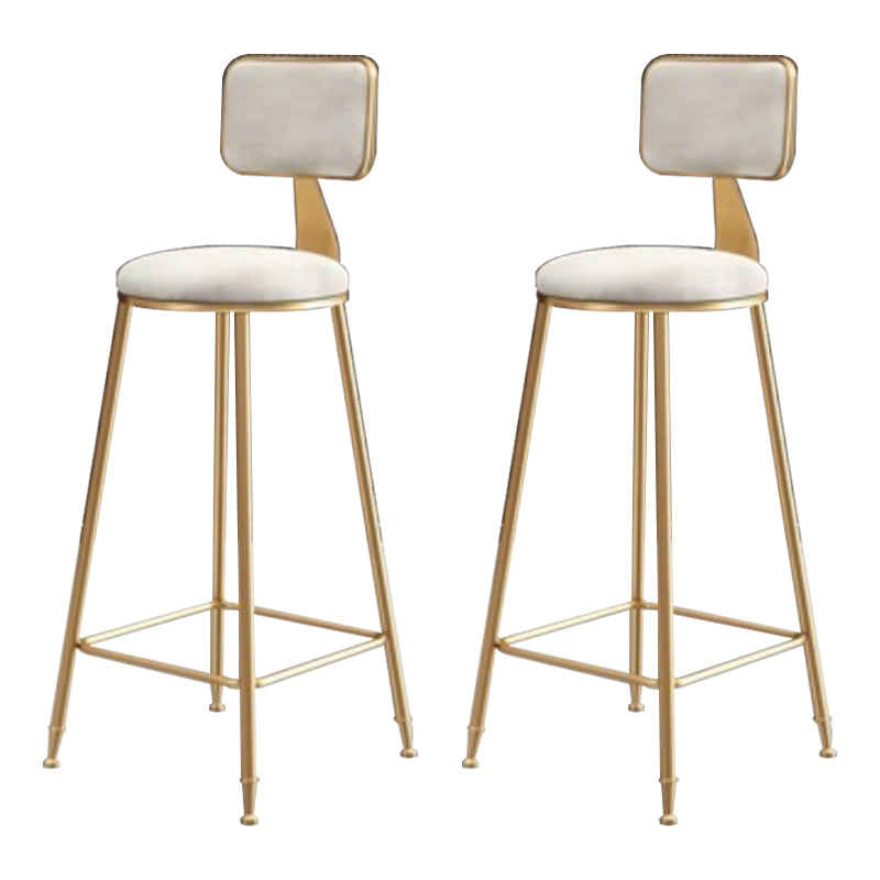 Glam Round Counter Stool Footrest Upholstered Low Back Indoor Dining Stool