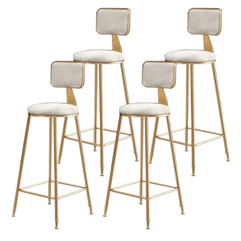 Glam Round Counter Stool Footrest Upholstered Low Back Indoor Dining Stool