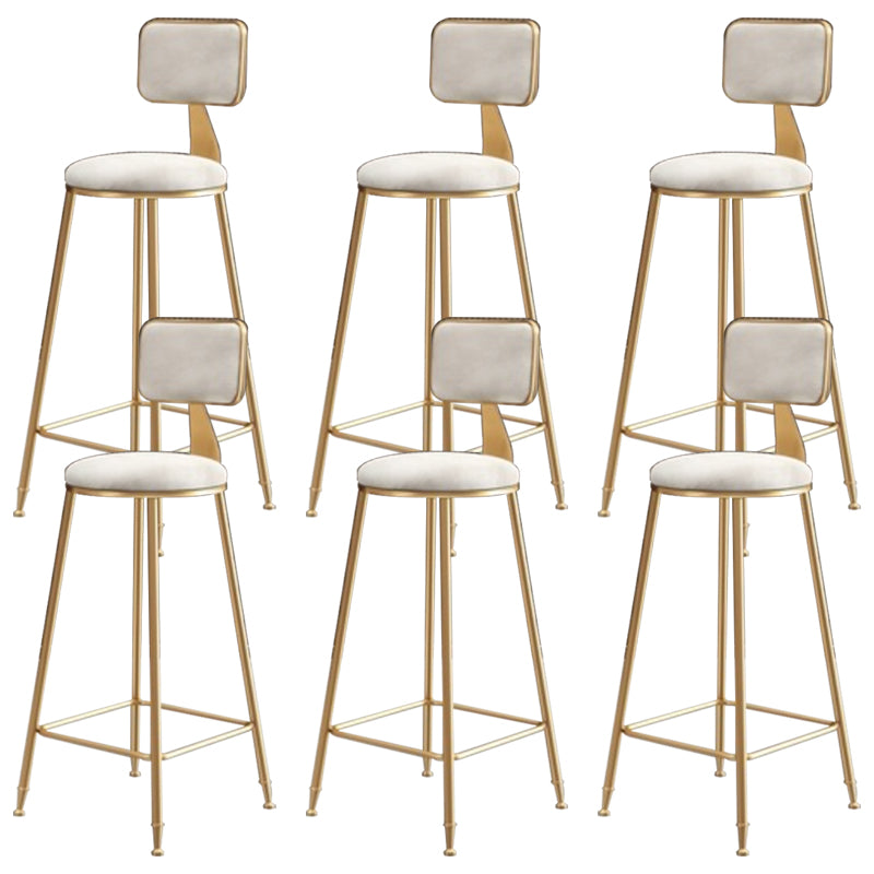 Glam Round Counter Stool Footrest Upholstered Low Back Indoor Dining Stool