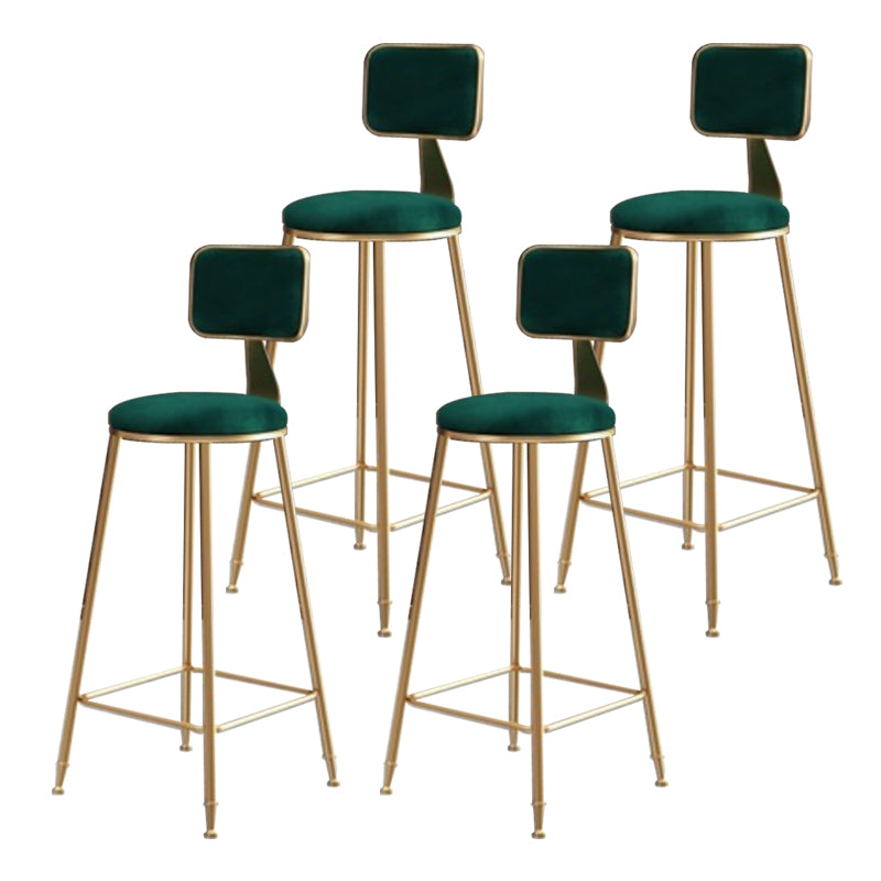 Glam Round Counter Stool Footrest Upholstered Low Back Indoor Dining Stool