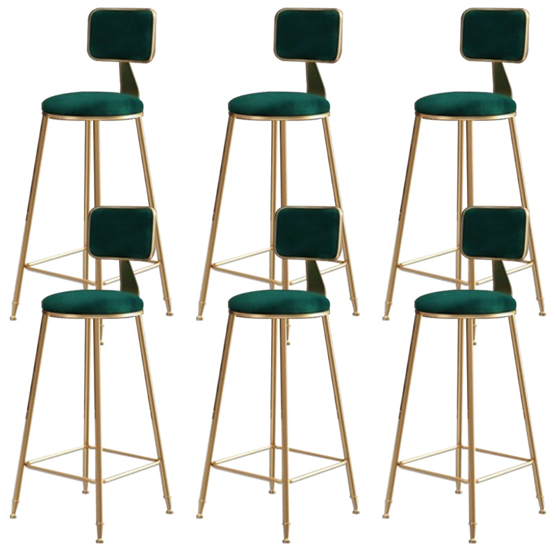 Glam Round Counter Stool Footrest Upholstered Low Back Indoor Dining Stool