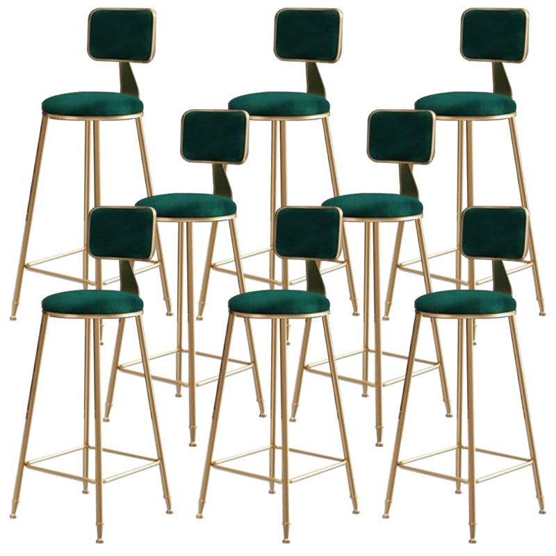 Glam Round Counter Stool Footrest Upholstered Low Back Indoor Dining Stool