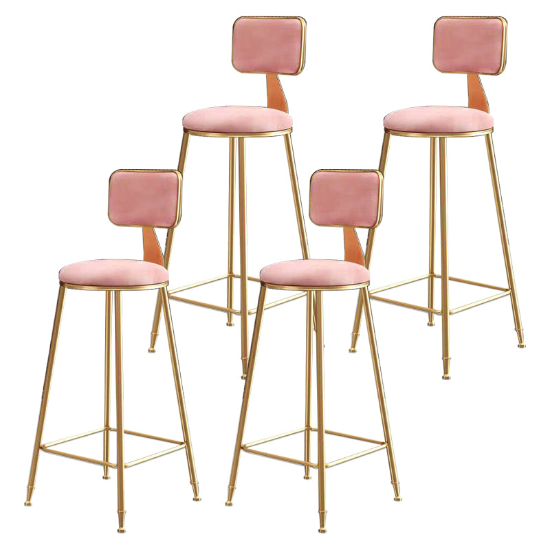 Glam Round Counter Stool Footrest Upholstered Low Back Indoor Dining Stool