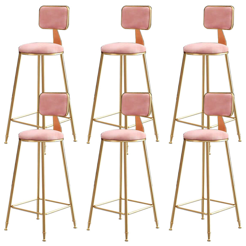 Glam Round Counter Stool Footrest Upholstered Low Back Indoor Dining Stool