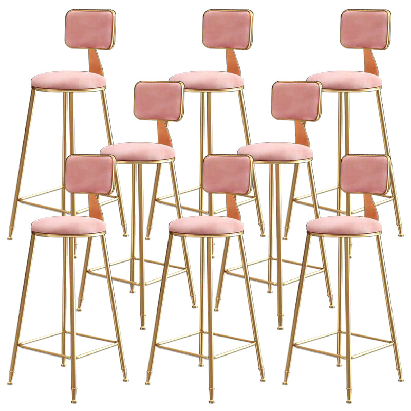 Glam Round Counter Stool Footrest Upholstered Low Back Indoor Dining Stool