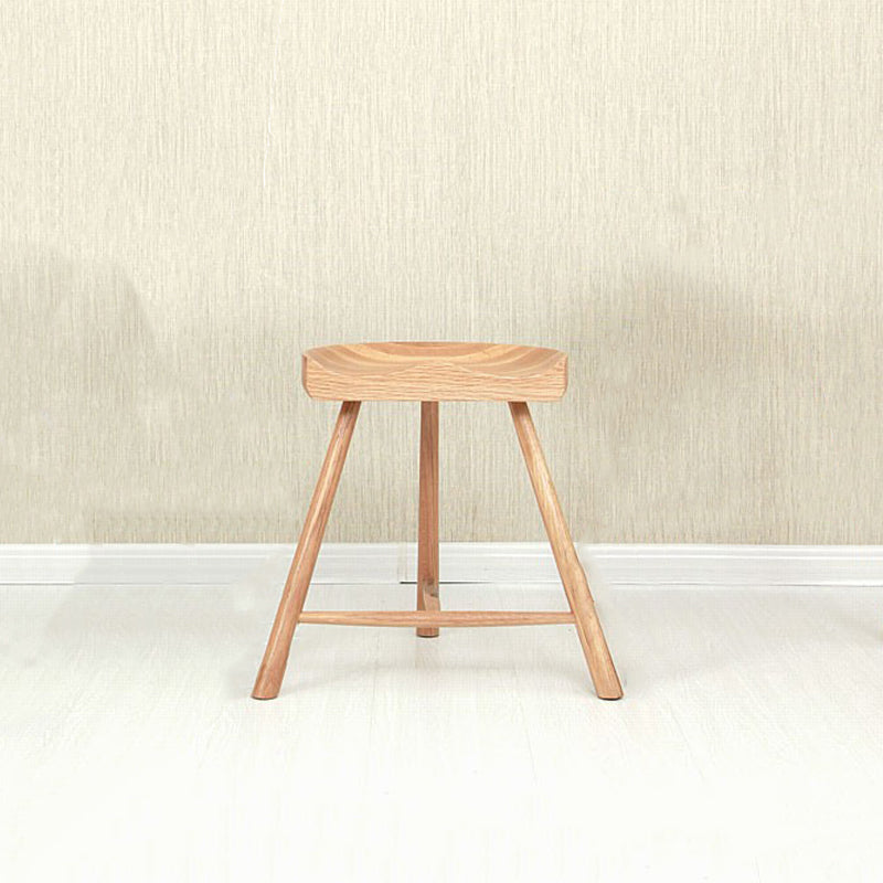 Contemporary Backless Footrest Stool Contoured Solid Wood Bar Stool