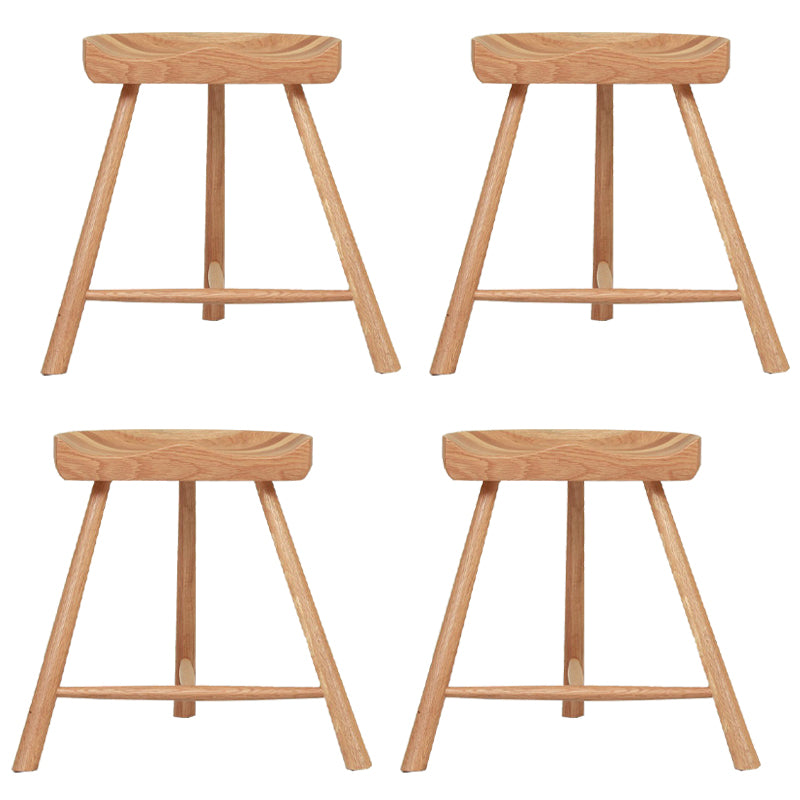 Contemporary Backless Footrest Stool Contoured Solid Wood Bar Stool