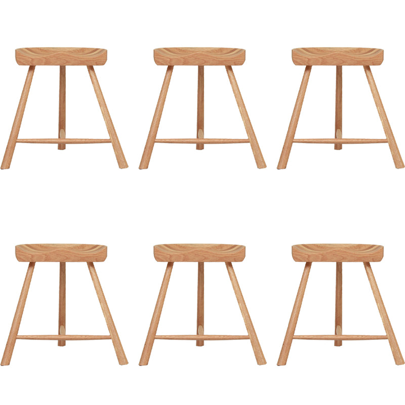 Contemporary Backless Footrest Stool Contoured Solid Wood Bar Stool