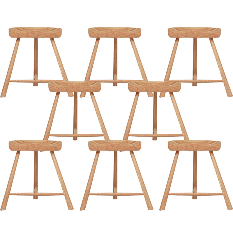 Contemporary Backless Footrest Stool Contoured Solid Wood Bar Stool