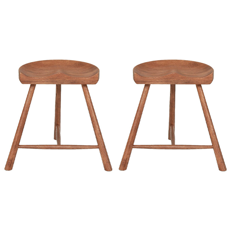 Contemporary Backless Footrest Stool Contoured Solid Wood Bar Stool