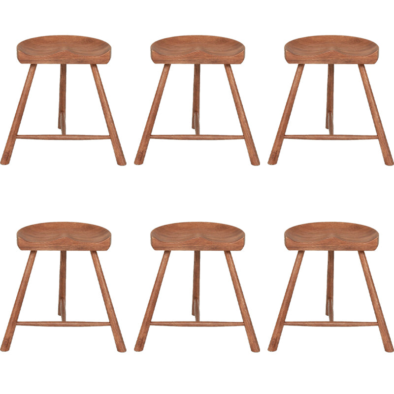 Contemporary Backless Footrest Stool Contoured Solid Wood Bar Stool