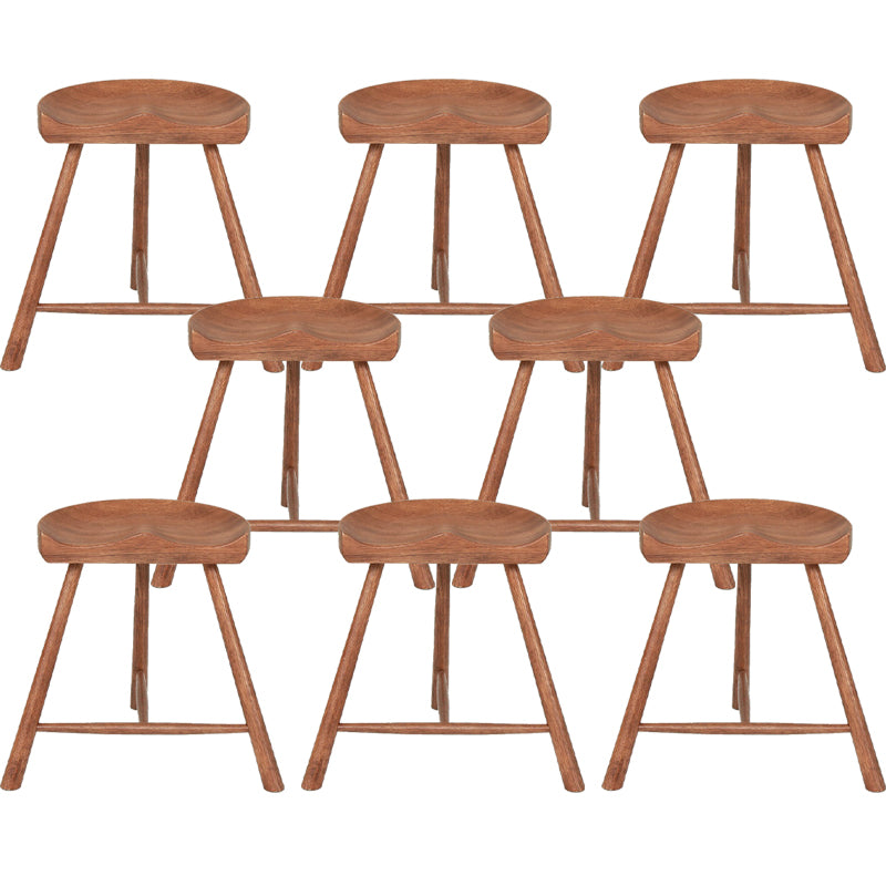 Contemporary Backless Footrest Stool Contoured Solid Wood Bar Stool