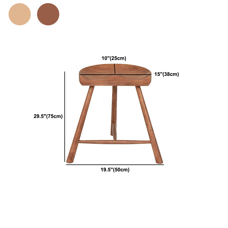 Contemporary Backless Footrest Stool Contoured Solid Wood Bar Stool