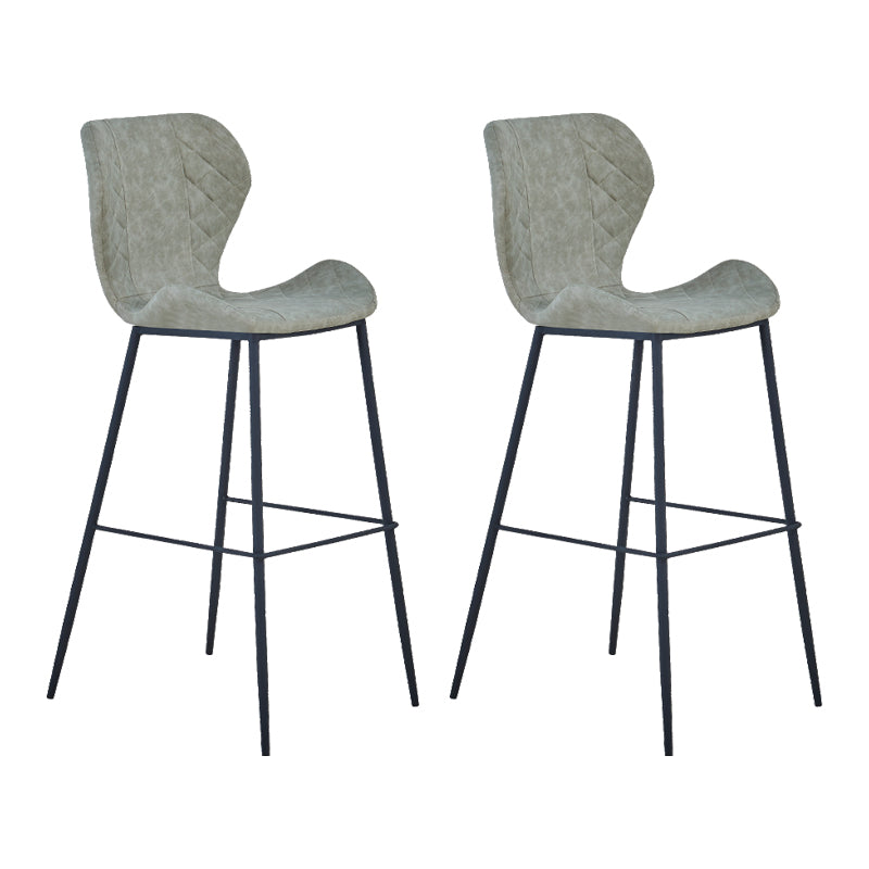 Industrial Indoor Bar-stool Leather Footrest Bucket Black Base Bar and Counter Stool