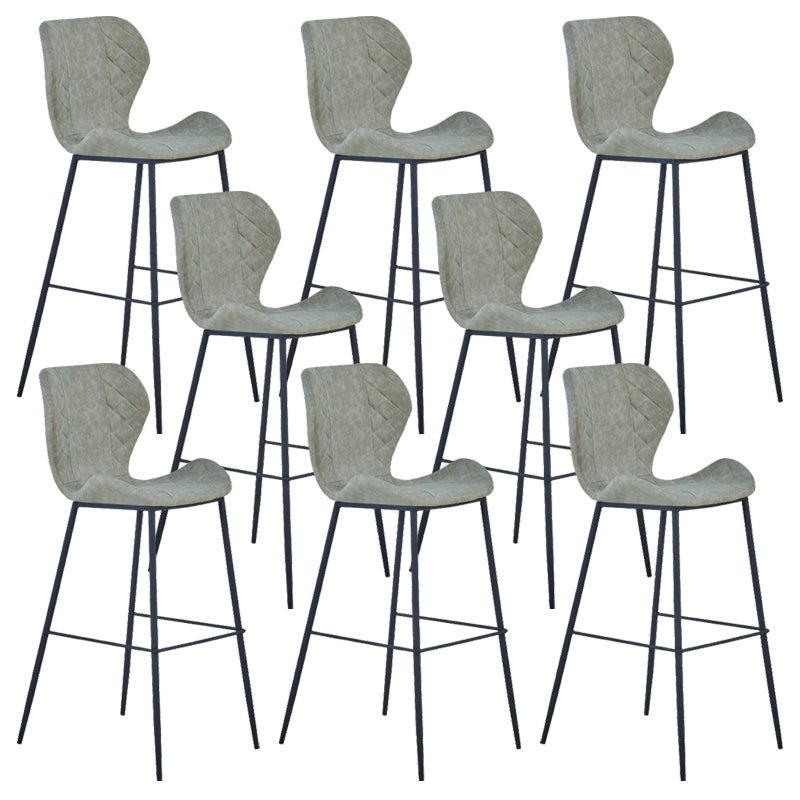 Industrial Indoor Bar-stool Leather Footrest Bucket Black Base Bar and Counter Stool