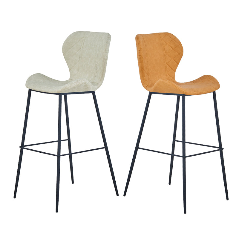 Industrial Indoor Bar-stool Leather Footrest Bucket Black Base Bar and Counter Stool