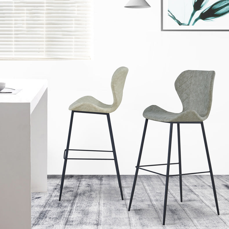 Industrial Indoor Bar-stool Leather Footrest Bucket Black Base Bar and Counter Stool