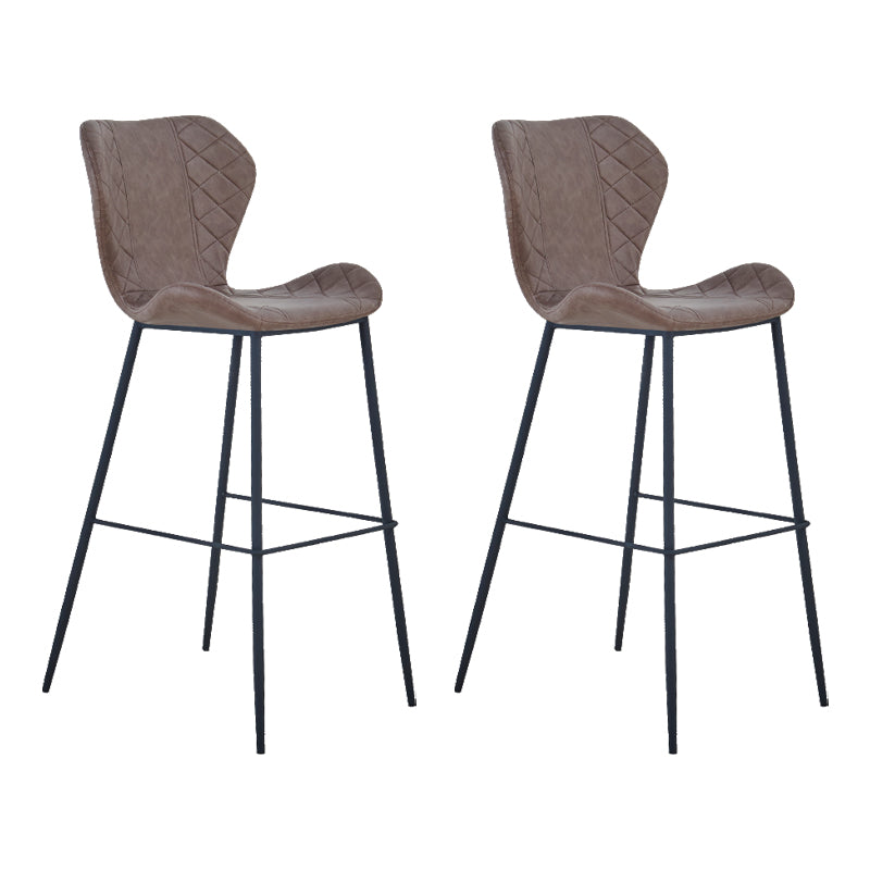Industrial Indoor Bar-stool Leather Footrest Bucket Black Base Bar and Counter Stool