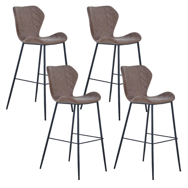 Industrial Indoor Bar-stool Leather Footrest Bucket Black Base Bar and Counter Stool