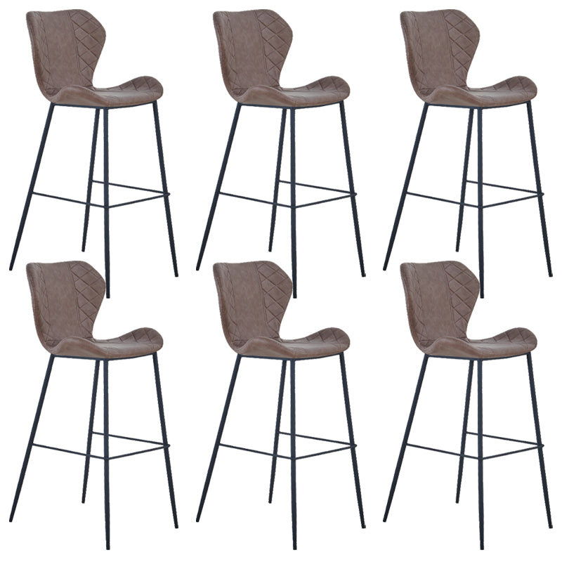 Industrial Indoor Bar-stool Leather Footrest Bucket Black Base Bar and Counter Stool