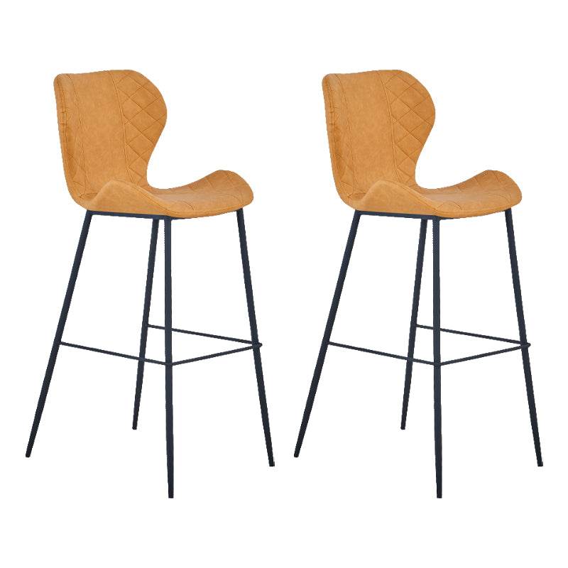 Industrial Indoor Bar-stool Leather Footrest Bucket Black Base Bar and Counter Stool