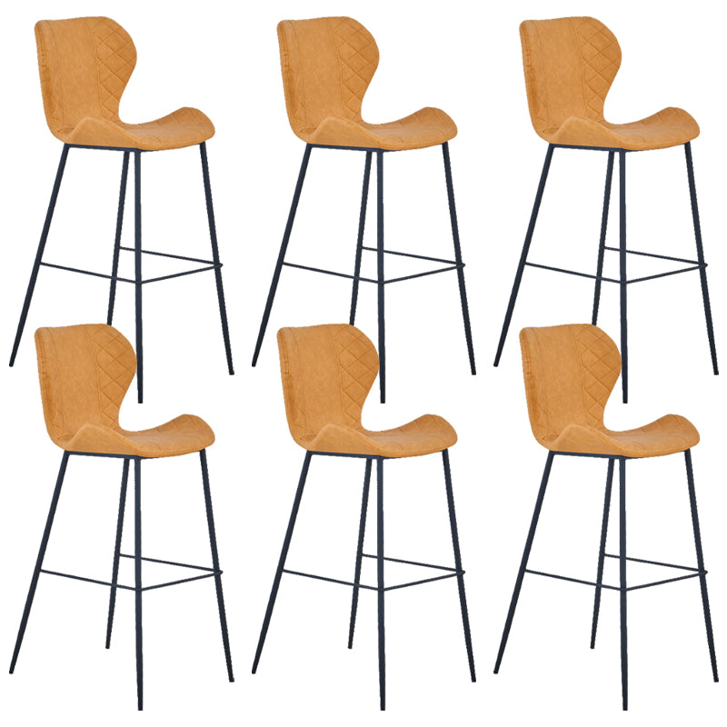 Industrial Indoor Bar-stool Leather Footrest Bucket Black Base Bar and Counter Stool