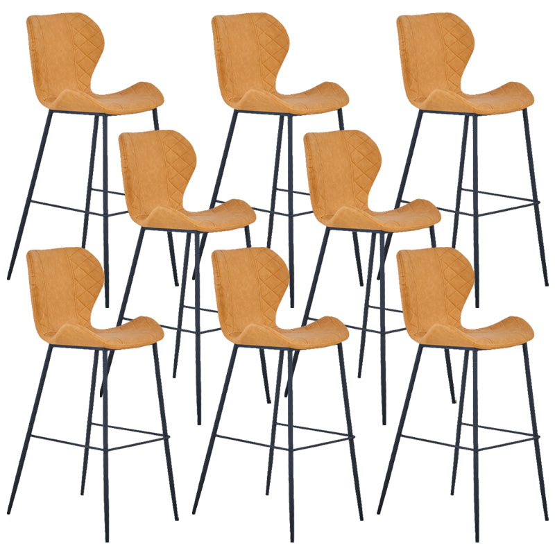 Industrial Indoor Bar-stool Leather Footrest Bucket Black Base Bar and Counter Stool