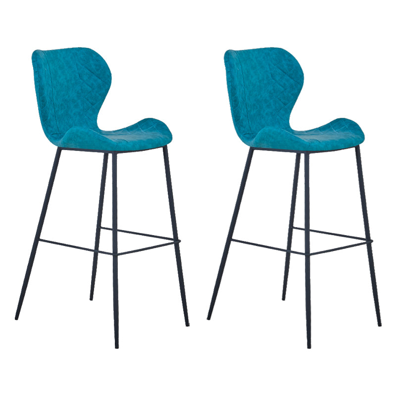 Industrial Indoor Bar-stool Leather Footrest Bucket Black Base Bar and Counter Stool