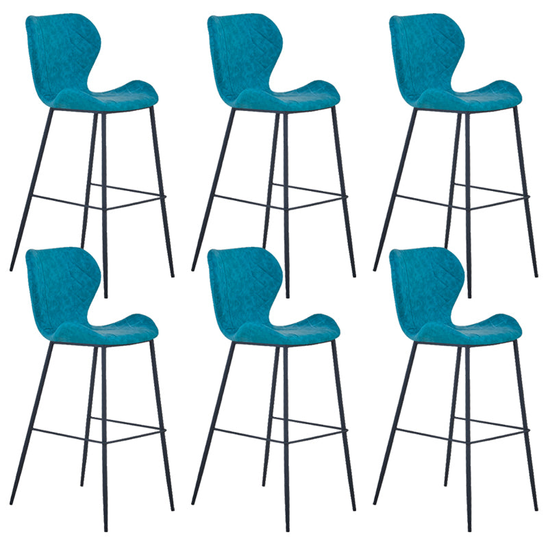 Industrial Indoor Bar-stool Leather Footrest Bucket Black Base Bar and Counter Stool