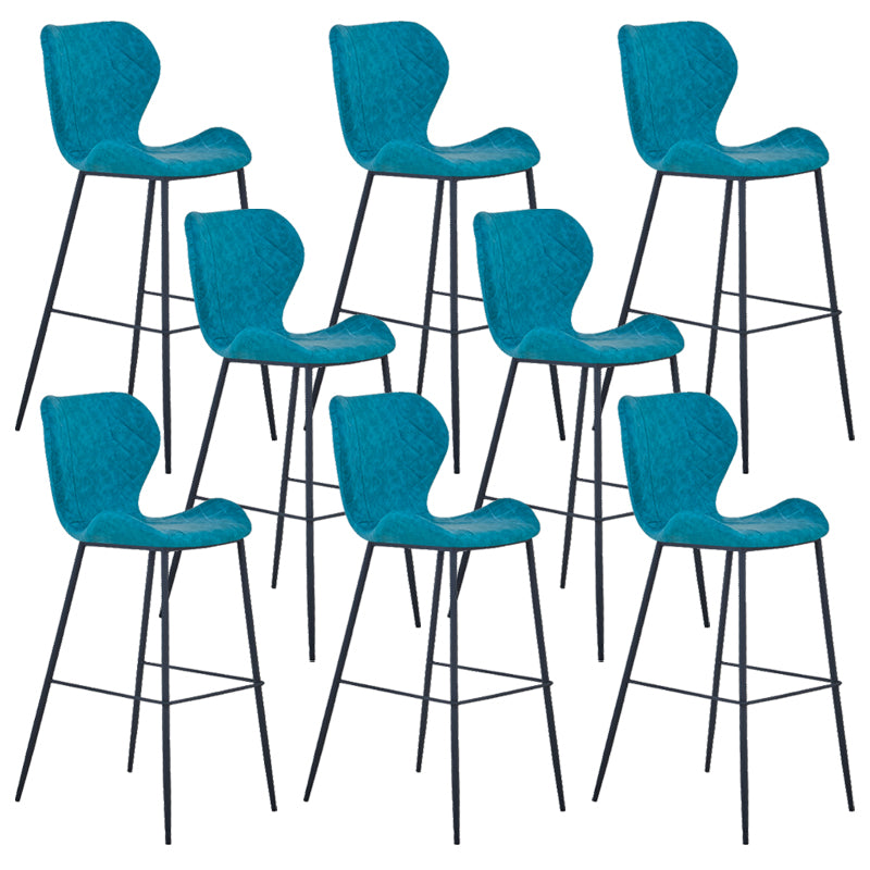 Industrial Indoor Bar-stool Leather Footrest Bucket Black Base Bar and Counter Stool