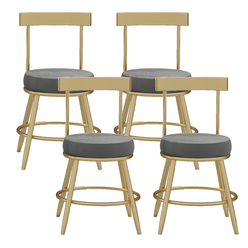 Glam Round Counter Height Stools Grey and Gold Footrest Upholstered Counter Bar Stool