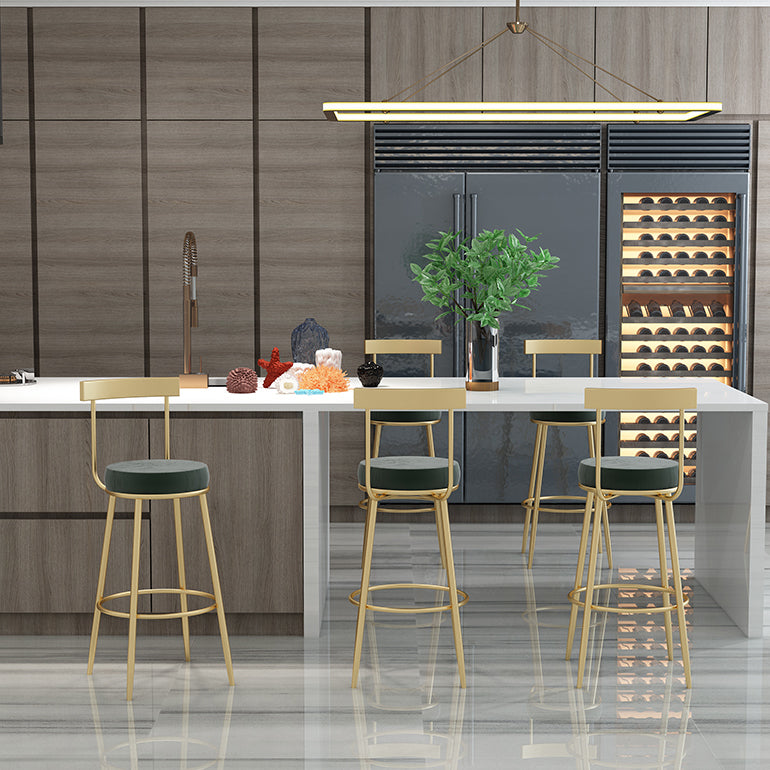 Glam Round Counter Height Stools Grey and Gold Footrest Upholstered Counter Bar Stool