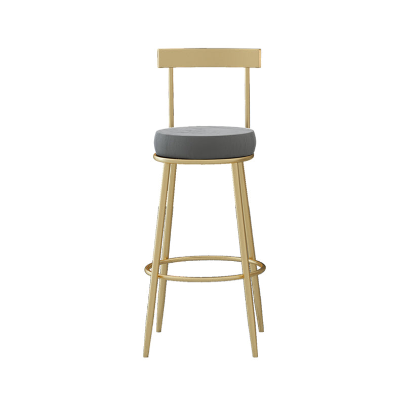 Glam Round Counter Height Stools Grey and Gold Footrest Upholstered Counter Bar Stool