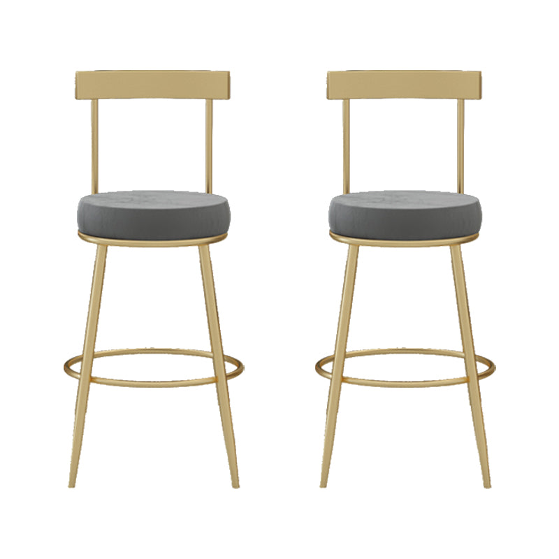 Glam Round Counter Height Stools Grey and Gold Footrest Upholstered Counter Bar Stool