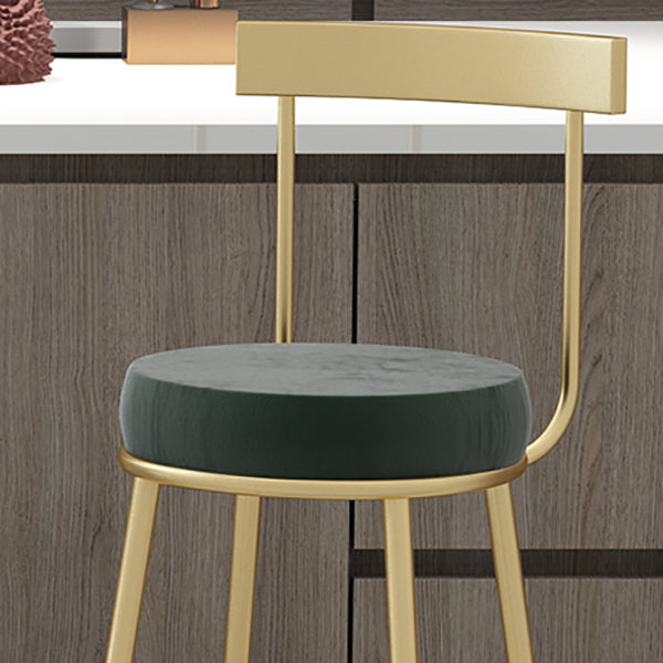 Glam Round Counter Height Stools Grey and Gold Footrest Upholstered Counter Bar Stool