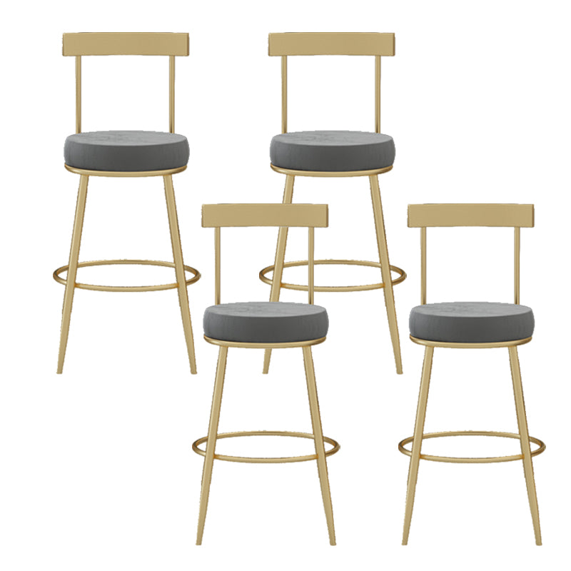 Glam Round Counter Height Stools Grey and Gold Footrest Upholstered Counter Bar Stool