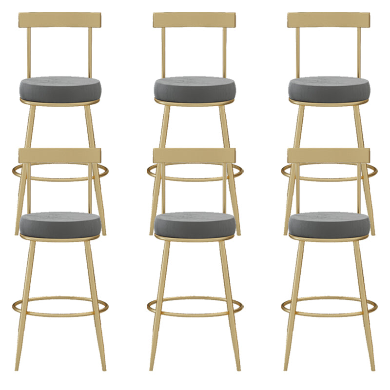 Glam Round Counter Height Stools Grey and Gold Footrest Upholstered Counter Bar Stool