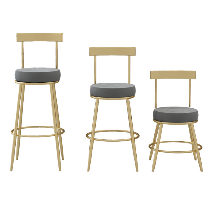 Glam Round Counter Height Stools Grey and Gold Footrest Upholstered Counter Bar Stool
