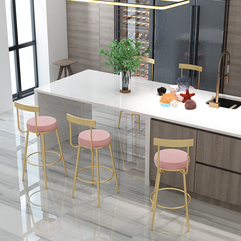 Glam Round Counter Height Stools Grey and Gold Footrest Upholstered Counter Bar Stool